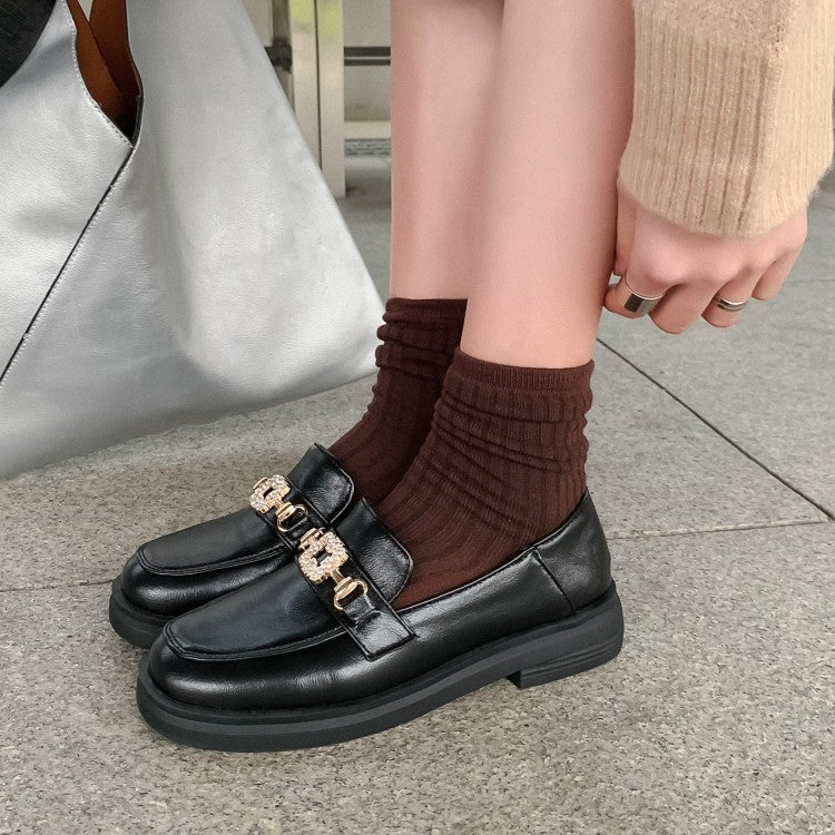 Women's Shallow Rhinestone Slip on Platform Flats Shoes