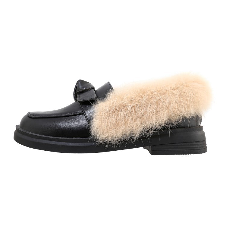Women's Shallow Slip on Bowtie Flats Platform Shoes