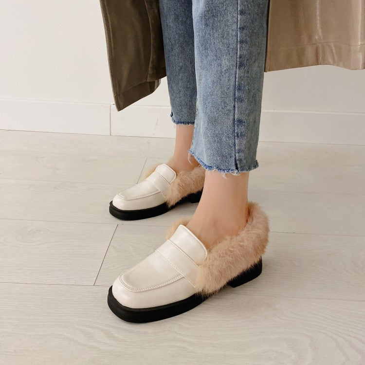 Women's Square Toe Slip on Flats Platform Shoes