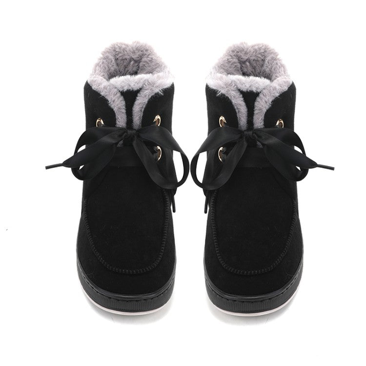 Women's Winter Lace Up Fur Short Snow Boots