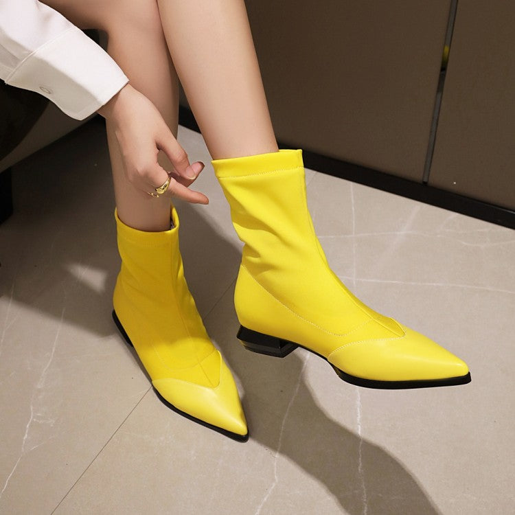Women's Pointed Toe Low Heel Mid Calf Boots