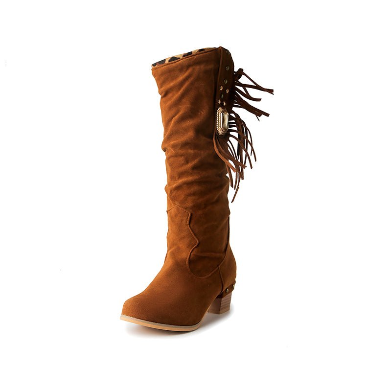 Women's Rhinestore Tassel Knee High Boots