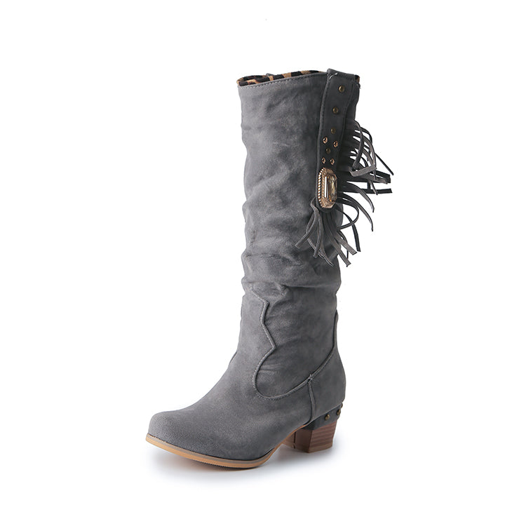 Women's Rhinestore Tassel Knee High Boots