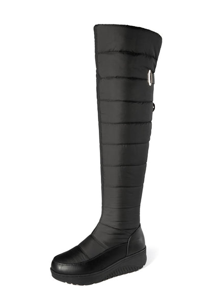 Women's Waterproof Platform Wedge Heels Down Over the Knee Boots for Winter