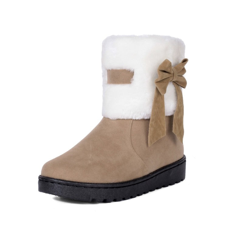 Women's Winter Fur Bow Short Snow Boots