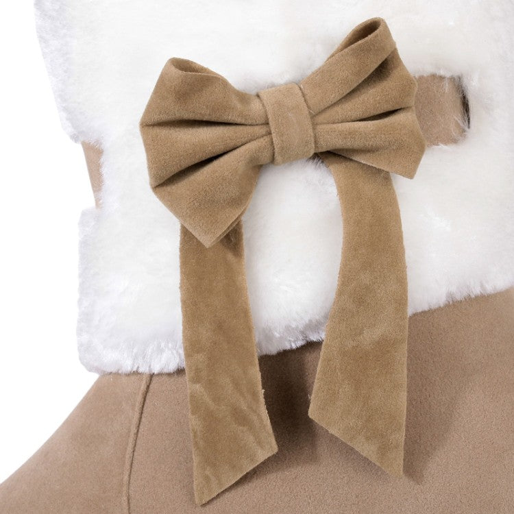 Women's Winter Fur Bow Short Snow Boots