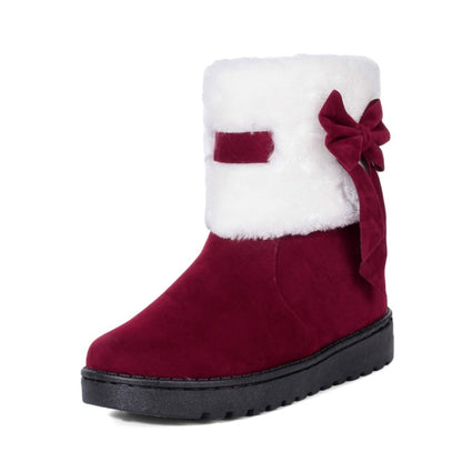 Women's Winter Fur Bow Short Snow Boots