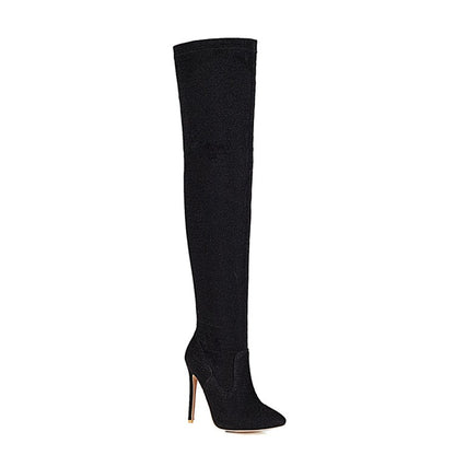 Women's Pointed Toe Side Zippers Stiletto Heel Over the Knee Boots