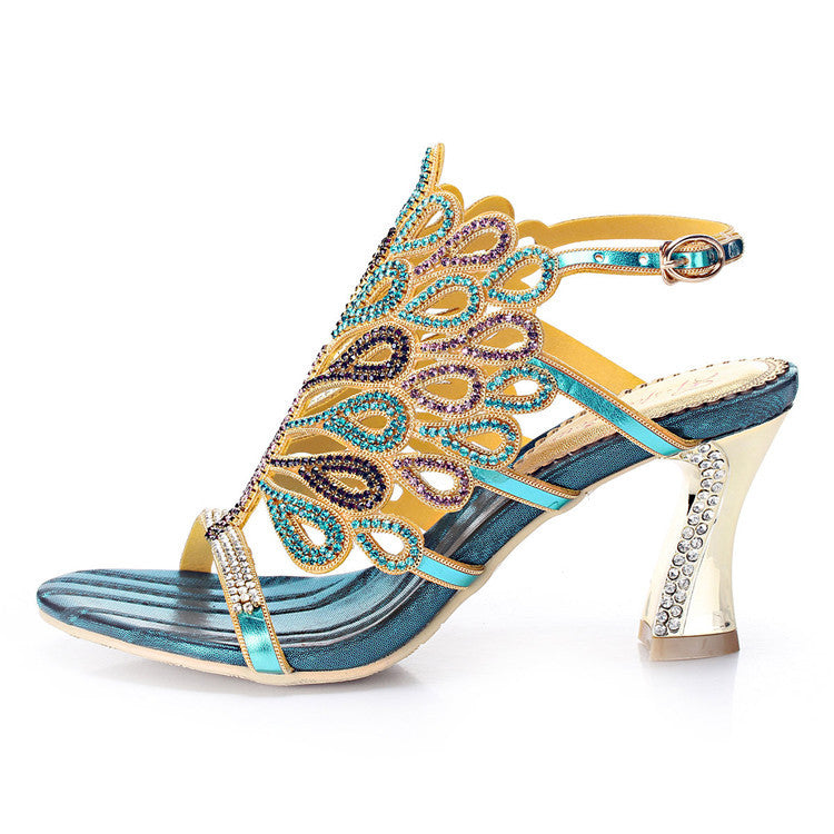 Summer Rhinestone High Heels Sandals for Women Shoes MF3823