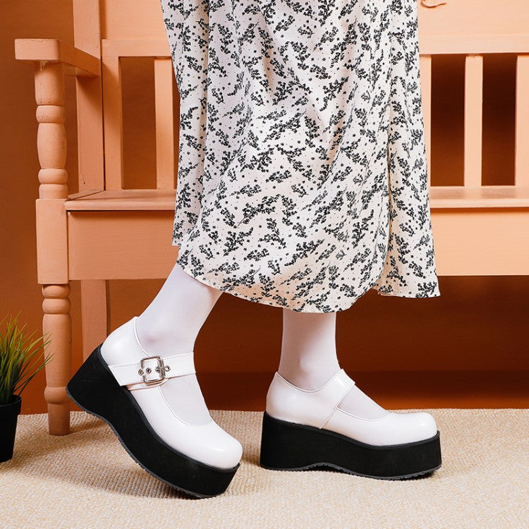 Women's Mary Jane Platform Wedge Heels Shoes