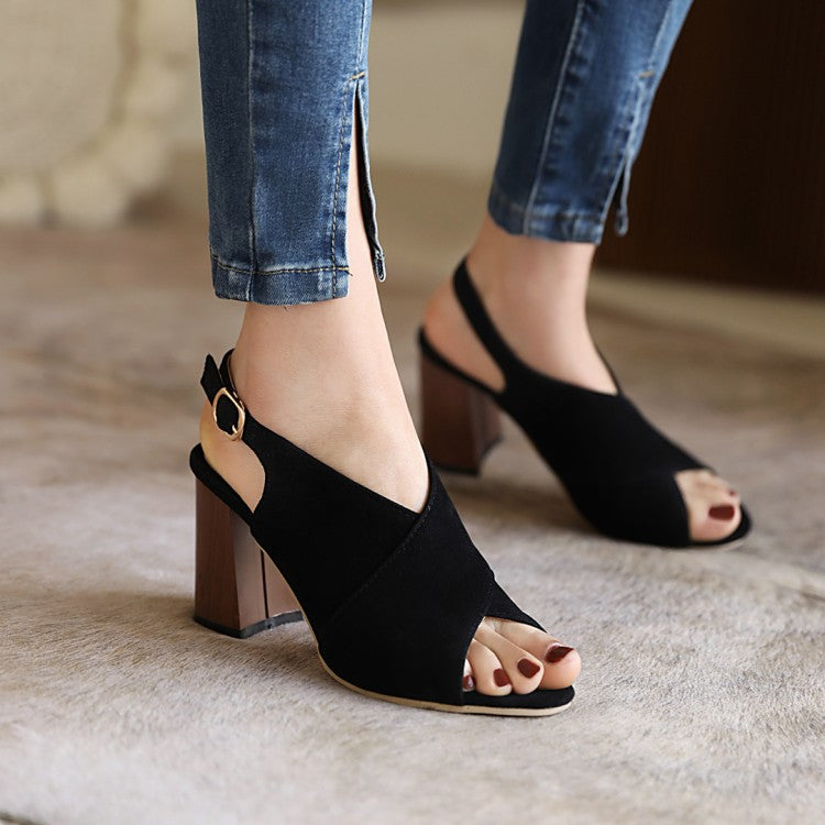 Women's's Peep Toe High Heeled Block Heels Sandals