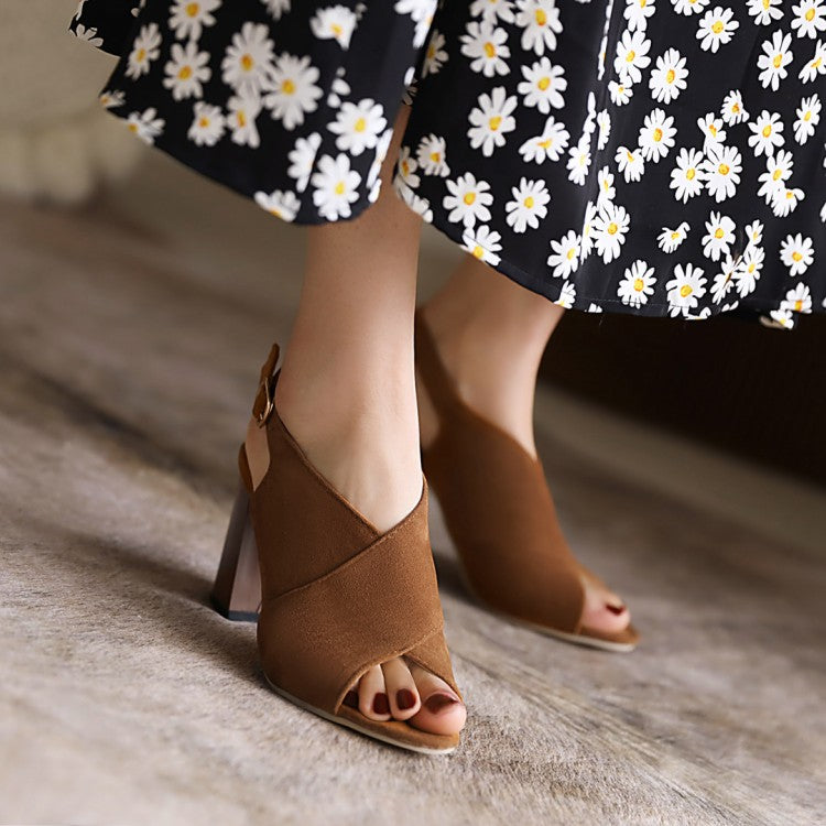 Women's's Peep Toe High Heeled Block Heels Sandals