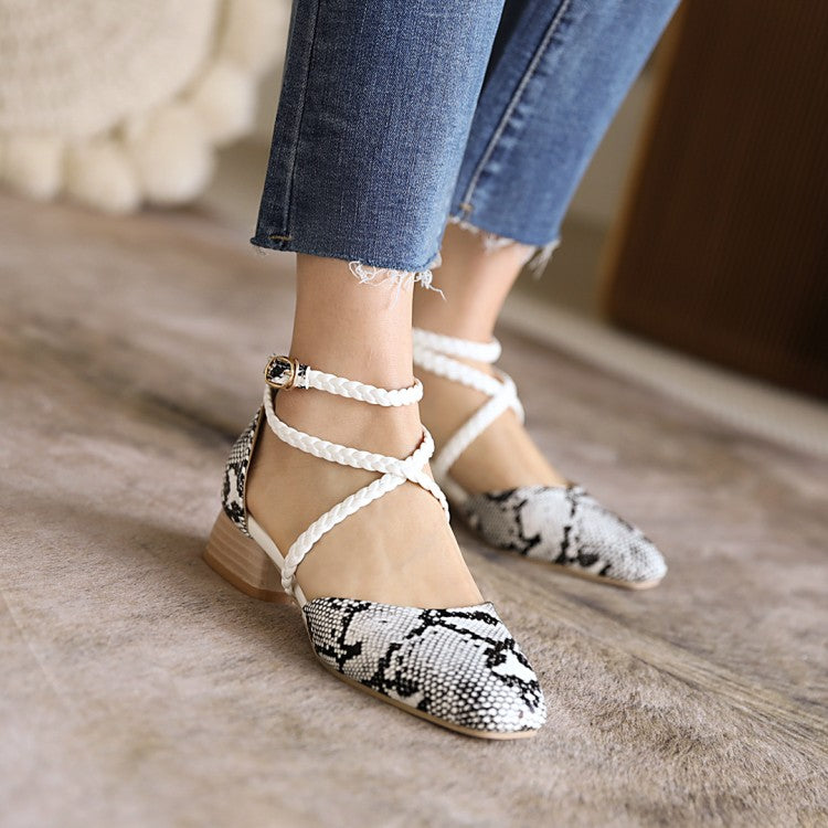 Women's's Ankle Strap Flower Printed Block Heels Sandals