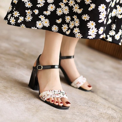 Women's Ankle Strap Buckle Block Heel Sandals