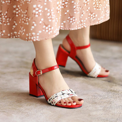 Women's Ankle Strap Buckle Block Heel Sandals