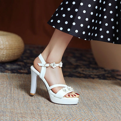 Women's Ankle Strap Flora High Heel Platform Sandals