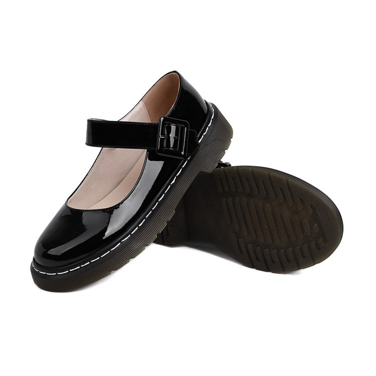 Women's Patent Leather Mary Jane Pumps Flats Shoes
