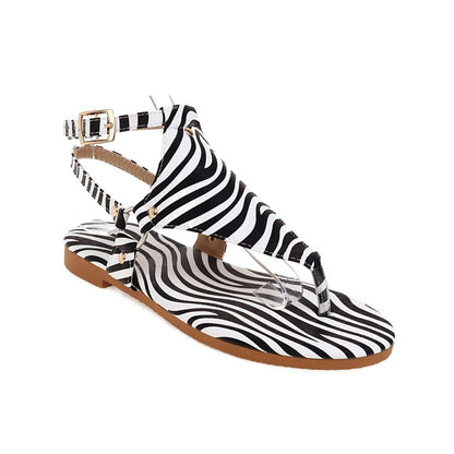 Women's Snake Zebra Printed Flat Flip Flops Sandals