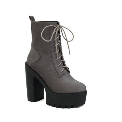 Women's Lace Up High Heels Short Boots