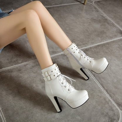 Women's Rivets Platform High Heel Short Boots