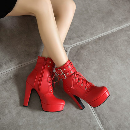 Women's Rivets Platform High Heel Short Boots