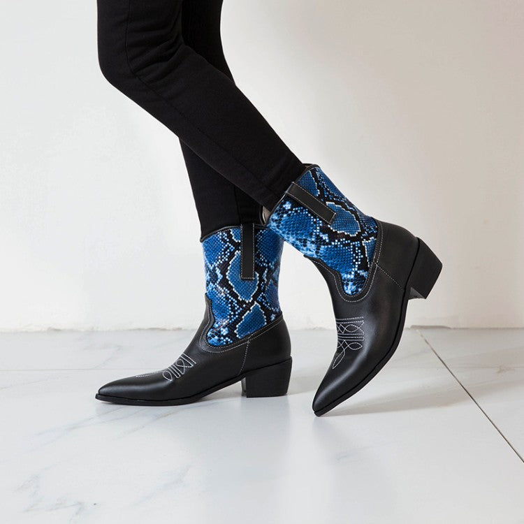 Women's Pointed Toe Block Heel Short Boots