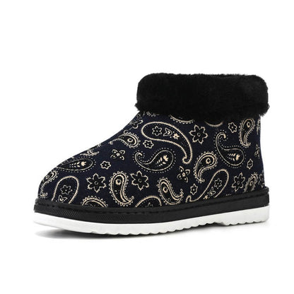 Women's Winter Flower Prined Short Snow Boots