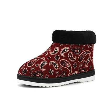 Women's Winter Flower Prined Short Snow Boots