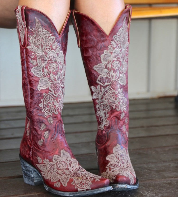 Women's Ethnic Patchwork Embroidery Low Heels Cowboy Knee High Boots