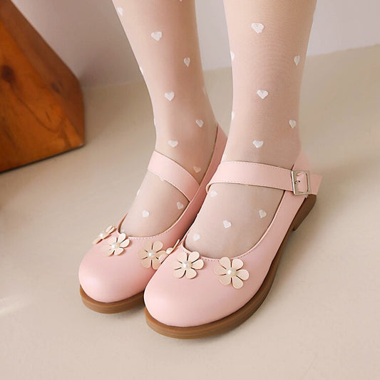 Women's Solid Color Round Toe Flora Flat Many Jane Shoes