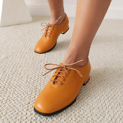 Women's Glossy Lace Up Puppy Heel Chunky Heels Shoes