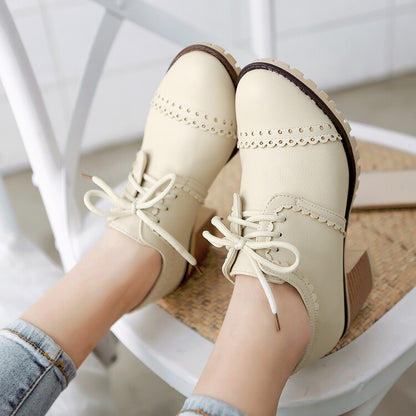 Women's British Style Chunky Heel Oxford Shoes