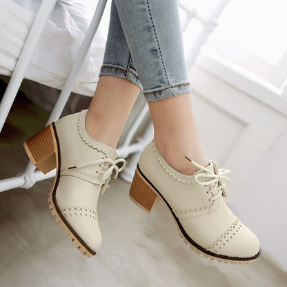 Women's British Style Chunky Heel Oxford Shoes