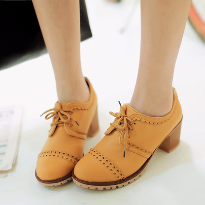 Women's British Style Chunky Heel Oxford Shoes