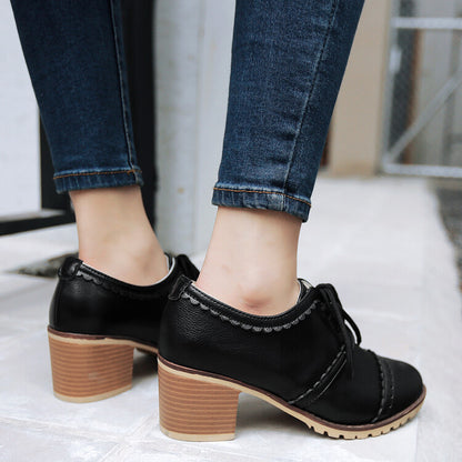 Women's British Style Chunky Heel Oxford Shoes