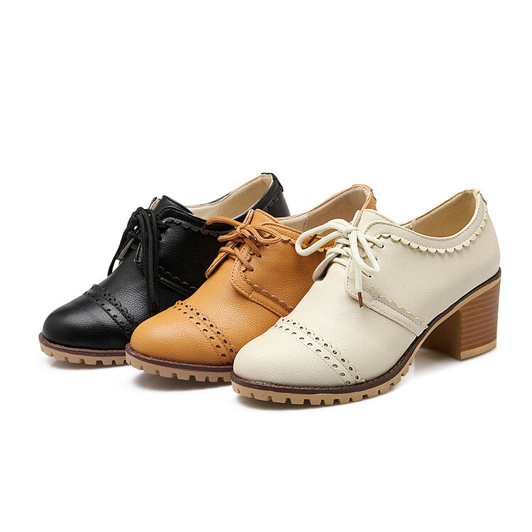Women's British Style Chunky Heel Oxford Shoes