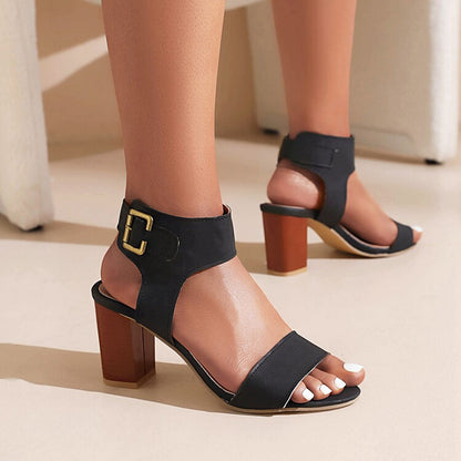 Women's's Metal Buckle Block Heels Sandals