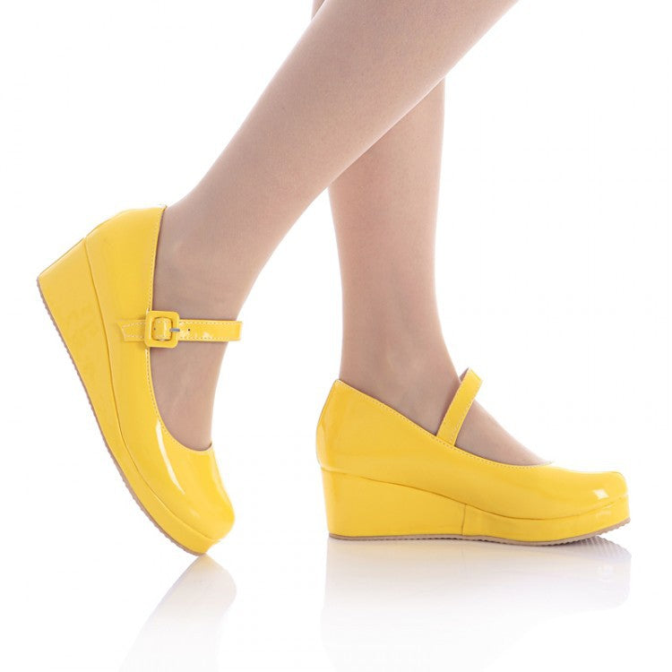 Ankle Straps Platform Wedges Heels Shoes for Women 7153