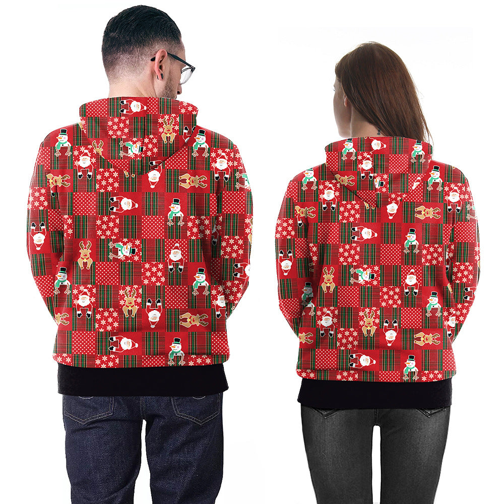 Couple Christmas Long-sleeved Pullover Hooded Sweater