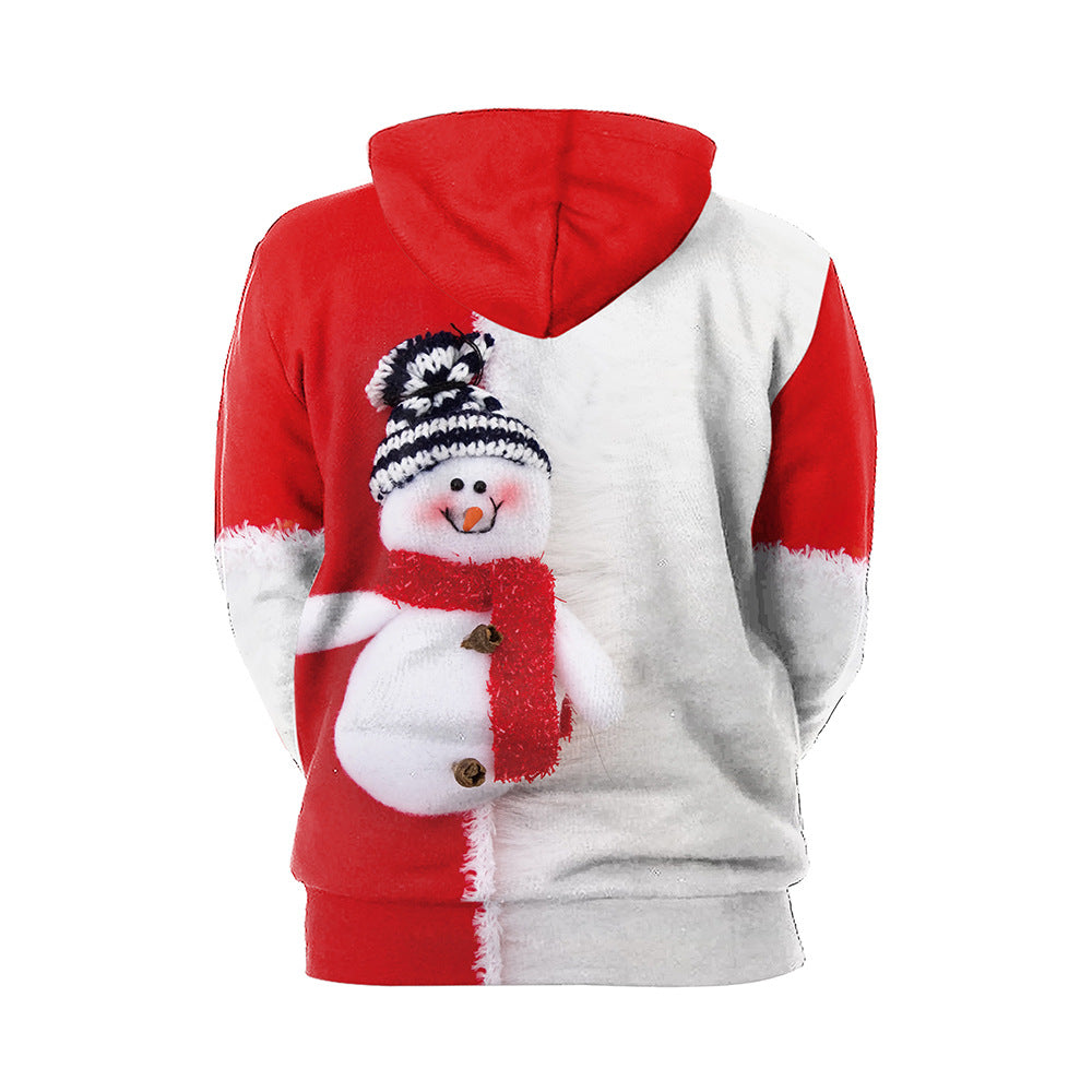 Christmas Snowman Stitching Sweater Couple Hooded Sweater