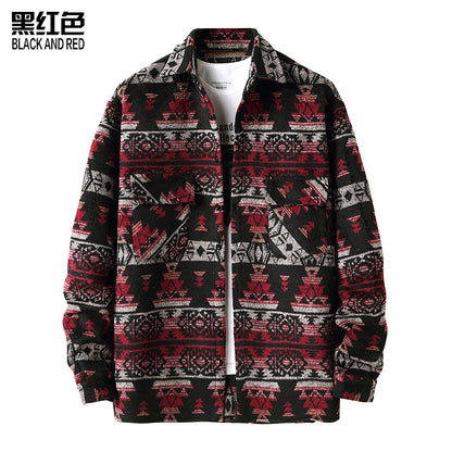 Men's Ethnic Woollen Grid Coat Shirts