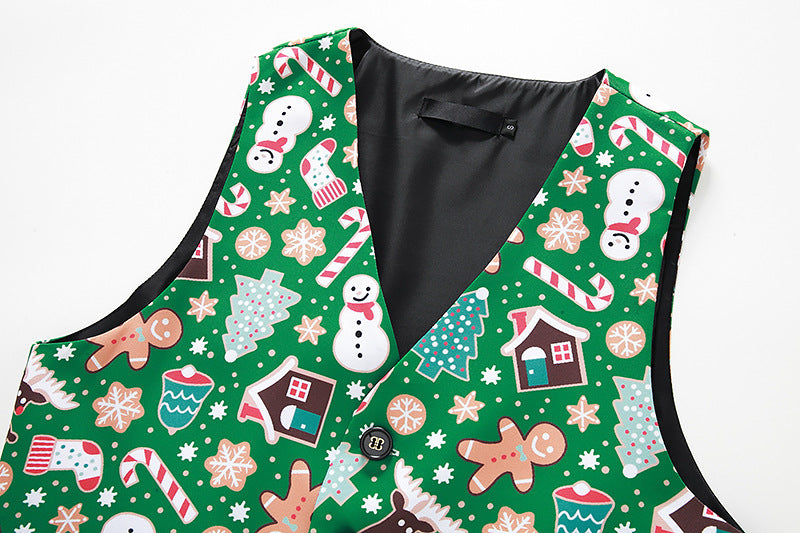 Men's 3D Christmas Tree Decoration Printed Vest Waistcoat