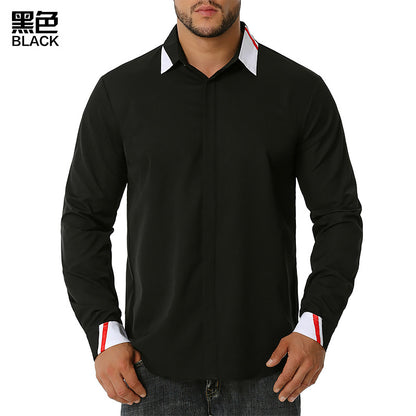 Men's Color Block Business Fashion Long Sleeves Shirts