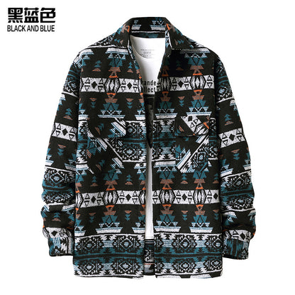 Men's Ethnic Woollen Grid Coat Shirts