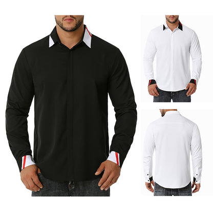 Men's Color Block Business Fashion Long Sleeves Shirts