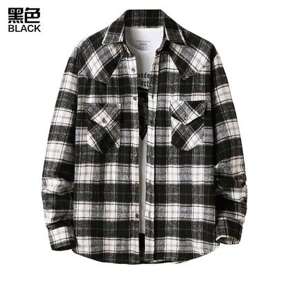 Men's Flannel Grid Style Coat Shirts