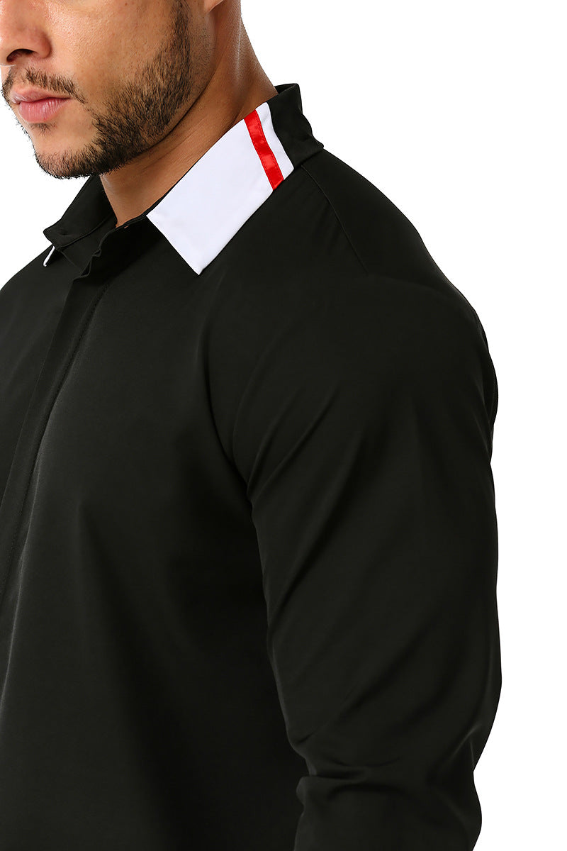 Men's Color Block Business Fashion Long Sleeves Shirts