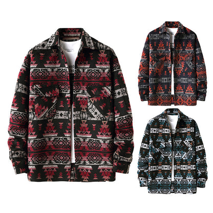 Men's Ethnic Woollen Grid Coat Shirts