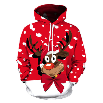 Snowman Print Pullover Christmas Hoodie 7440