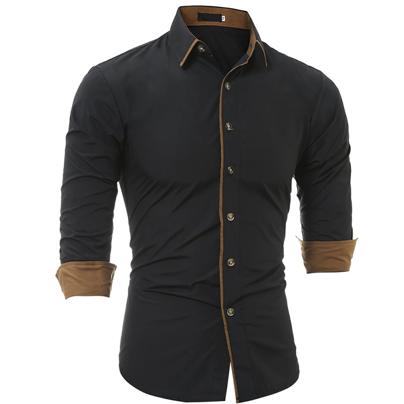 Autumn and Winter New Classic Color Personalized Striped Men'S Casual Slim Long-Sleeved Shirt 6525